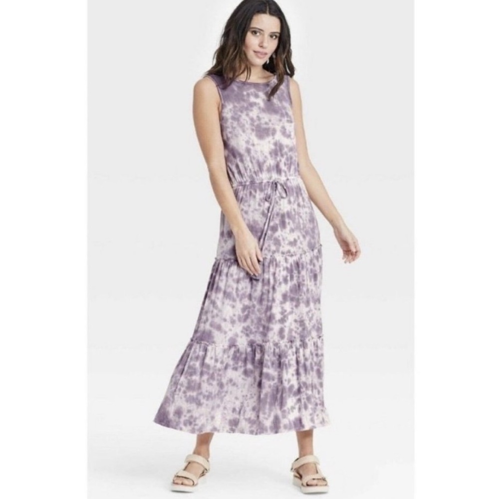 Knox Rose | Women’s Tie Dye Purple and White Maxi Dress Size XXL